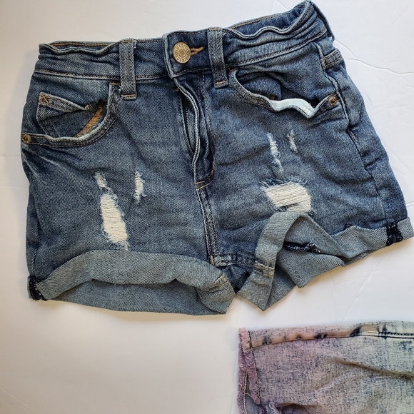 Justice Girls 10 -2 pairs- Demin Shorts Distressed Roll cuff and ombre cut off - Picture 2 of 7